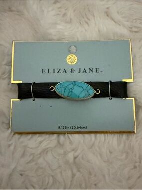 Eliza and Jane Turquoise Stone Black Bracelet